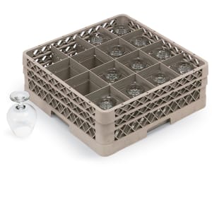 175-TR8 Traex® Glass Rack w/ (16) Compartments - Beige