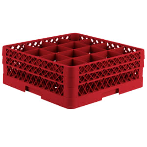 175-TR8DD02 Rack-Master Glass Rack w/ (16) Compartments - (2) Extenders, Red