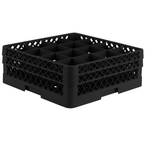 175-TR8DD06 Rack-Master Glass Rack w/ (16) Compartments - (2) Extenders, Black