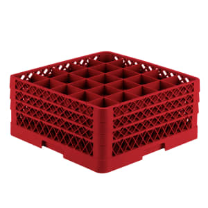 175-TR6BBB02 Rack-Master Glass Rack w/ (25) Compartments - (3) Extenders, Red