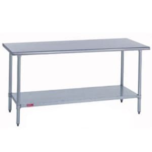 212-3142472 72" 14 ga Work Table w/ Undershelf & 300 Series Stainless Flat Top