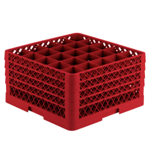 175-TR6BBBB02 Rack-Master Glass Rack w/ (25) Compartments - (4) Extenders, Red
