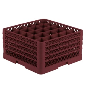 175-TR6BBBB21 Rack-Master Glass Rack w/ (25) Compartments - (4) Extenders, Burgundy