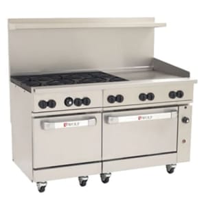 290-C60SS6B24GTLP 60" 6 Burner Gas Range w/ Griddle & (2) Standard Ovens, Liquid Propane