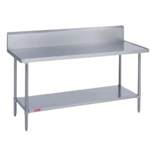 212-314304810R 48" 14 ga Work Table w/ Undershelf & 300 Series Stainless Top, 9 1/2" Backsplash