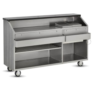 219-CB6790960 72"L Conventional Portable Bar, Stainless Interior, Harvest Maple