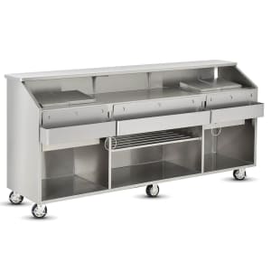 219-SCB8 Mobile Bar w/ Shut-Off Drain, Convectional Beverage Service , 96" L, Stainless