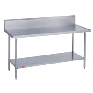 212-314306010R 60" 14 ga Work Table w/ Undershelf & 300 Series Stainless Top, 9 1/2" Backsplash