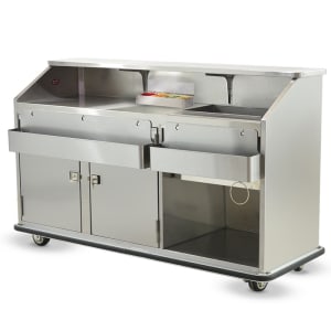 219-SCB6 Mobile Bar w/ Shut-Off Drain, Convectional Beverage Service , 72" L, Stainless
