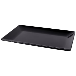 701-M1811RCB 18" x 11 1/2" Rectangular Symmetry Platter - Melamine, Black