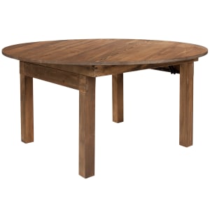 916-XAF60RDGG 59 3/4" Round Folding Dining Table - 30"H, Solid Pine
