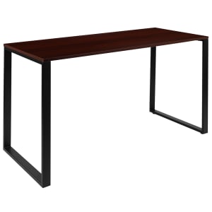 916-GCGF15614MHGGG Office Desk w/ Mahogany Laminate Top & Black Steel Frame - 55"W x 23 1/2"D x 29 3/4"H