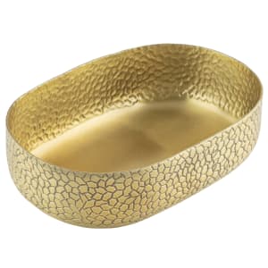 229-10704 64 oz Oval Serving Bowl - 9 1/4"L x 6 3/8"W x 2 5/8", Aluminum, Gold Crackle
