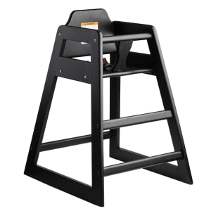 229-10625 29 1/2" Stackable Wood High Chair w/ Waist Strap, Black