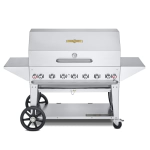 828-CVMCB48PRONG 48" Mobile Commercial Outdoor Charbroiler w/ (7) Burners - Roll Dome, Natural Gas