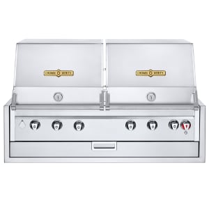 828-IBI482RDNG 48" Built In Commercial Outdoor Charbroiler w/ (6) Burners - (2) Roll Domes, Natural Gas
