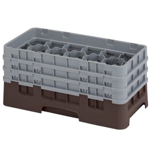 144-8HS638167 Camrack Glass Rack - Half Size, (3)Extenders, 8 Compartments, Brown