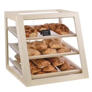 151-343271 3 Tier Pastry Display Case w/ Rear Doors - 21"W x 21 1/2"D x 21 1/2"H, Blonde Maple