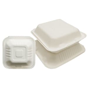 538-EPPHL66 Hinged Lid Food Container - 6" x 6" x 3", Plastic, Natural