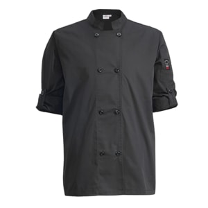 080-UNF12KL Signature Chef's Jacket w/ Long Sleeves - Poly/Cotton, Black, Large