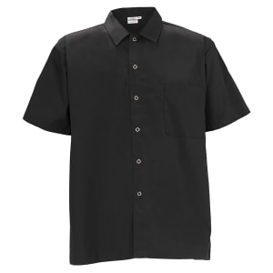 080-UNF1KS Broadway Chef's Shirt w/ Short Sleeves - Poly/Cotton, Black, Small