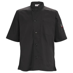 080-UNF9KL Broadway Ventilated Chef's Shirt w/ Short Sleeves - Poly/Cotton, Black, Large