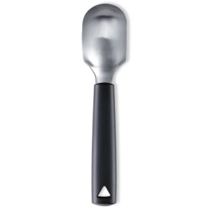 330-728206002 7" Frosted Fruit Spoon - Stainless Steel w/ Black Plastic Handle