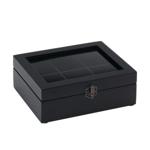 482-TB006 Tea Box w/ 6 Compartments, 8 1/4 x 7 1/4", Beechwood