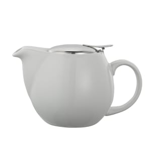 482-TPCV16WH 16 oz Oval-Style Teapot w/ Lid & Infuser Basket, White Ceramic