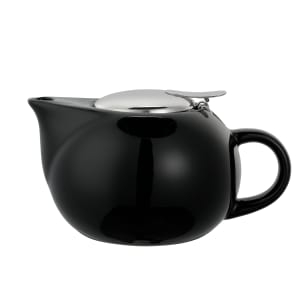 482-TPC16BL 16 oz Teapot w/ Lid, Infuser Basket, Black Ceramic