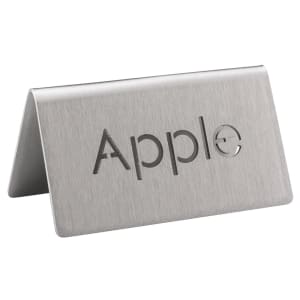 482-1CBFAPPLEMOD "Apple" Table Tent Sign - 3"W x 1 1/2"H, Brushed Stainless Steel