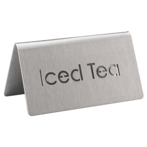 482-1CBFICEDTEAMOD "Iced Tea" Table Tent Sign - 3"W x 1 1/2"H, Brushed Stainless Steel