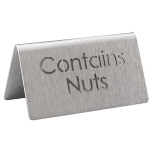 482-1CBFNUTSMOD "Nuts" Table Tent Sign - 3"W x 1 1/2"H, Brushed Stainless Steel