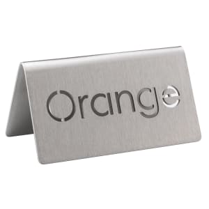 482-1CBFORANGEMOD "Orange" Table Tent Sign - 3"W x 1 1/2"H, Brushed Stainless Steel