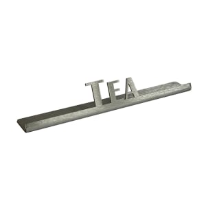 482-1CBFTEASIGN "Tea" Table Tent Sign - 6 1/2"W x 1"H, Brushed Stainless Steel