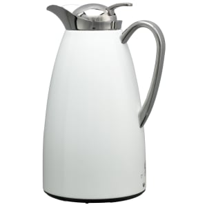 482-CJZS1WHT 1 liter Vacuum Carafe w/ Push Button Lid & Stainless Liner - Stainless w/ White Finish