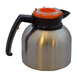 482-BNP19ORV4 64 1/5 oz Coffee Decanter w/ Orange Brew Thru Lid - Brushed Stainless