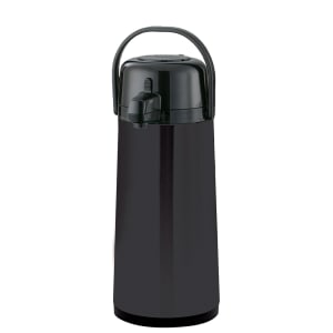 482-ECAS22BLMAT 2 2/5 Liter Pump Style Airpot w/ Stainless Liner - Vacuum Insulated, Metal, Matte Black