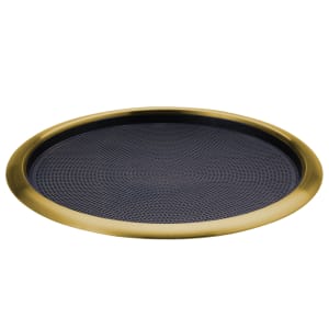 482-TR1614RIVG 16" Round Non Slip Tray w/ Black Rubber Insert - Stainless Steel w/ Vintage Gold Finish