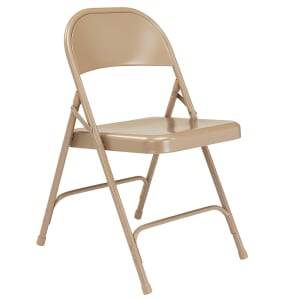 955-51 Folding Chair w/ Beige Steel Back & Seat - Steel Frame, Beige
