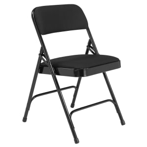 955-2210 Folding Chair w/ Black Fabric Back & Seat - Steel Frame, Black