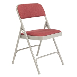 955-2208 Folding Chair w/ Majestic Cabernet Fabric Back & Seat - Steel Frame, Gray