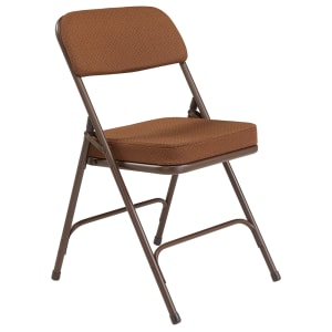 955-3219 Folding Chair w/ Antique Gold Fabric Back & Seat - Steel Frame, Brown