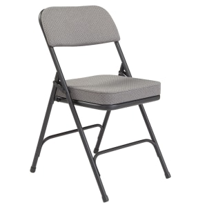 955-3212 Folding Chair w/ Charcoal Gray Fabric Back & Seat - Steel Frame, Black