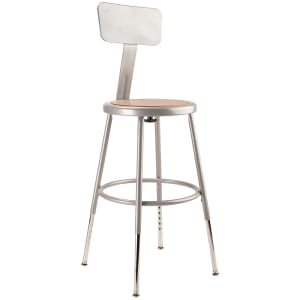 955-6218HB Round Stool w/ Solid Back & Masonite Board Seat, Gray
