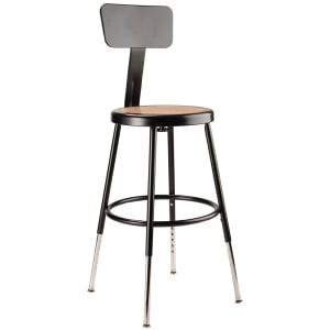955-6218HB10 Round Stool w/ Solid Back & Masonite Board Seat, Black