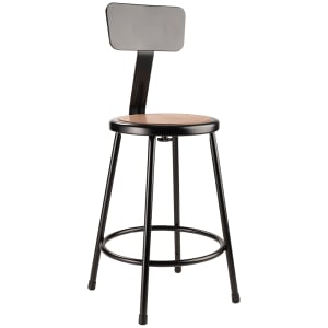 955-6224B10 Round Stool w/ Solid Back & Masonite Board Seat, Black