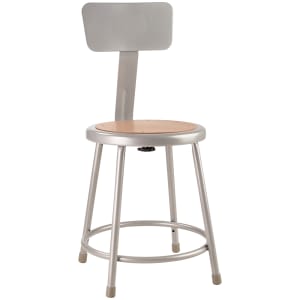 955-6218B Round Stool w/ Solid Back & Masonite Board Seat, Gray