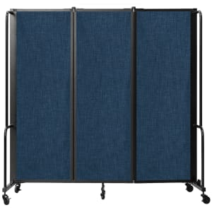955-RDB63PT04 72"L Portable Room Divider w/ (3) Blue PET Panels - 6ft High