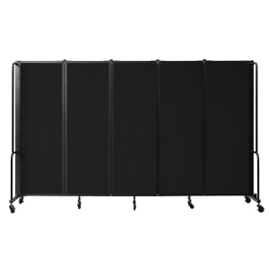 955-RDB65PT10 118"L Portable Room Divider w/ (5) Black PET Panels - 6ft High